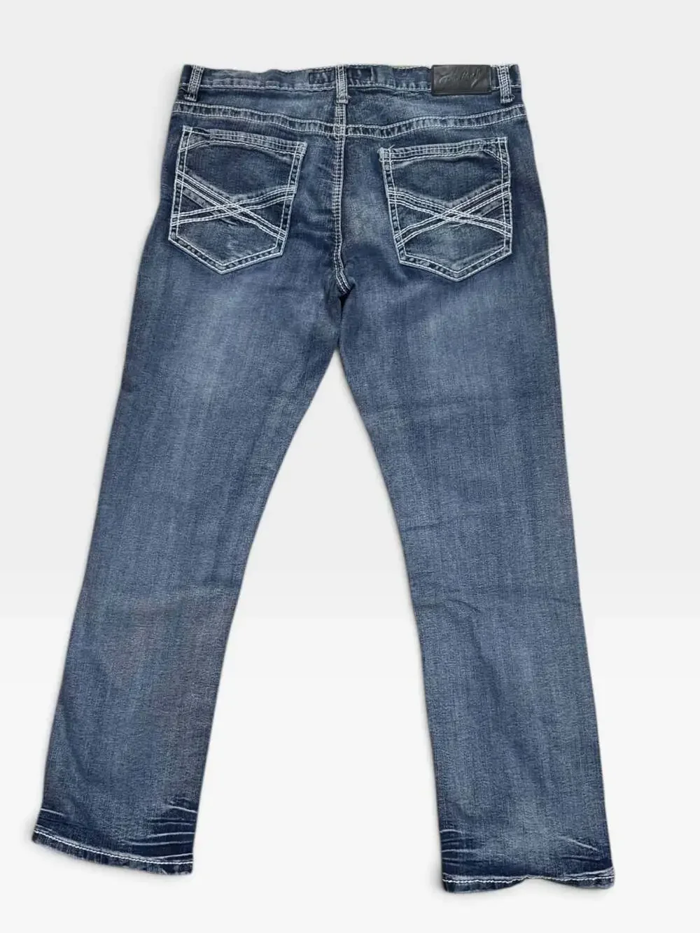 True Luck Dominic Bootcut Stretch Jeans for Men Size 36x32 Blue Wash
